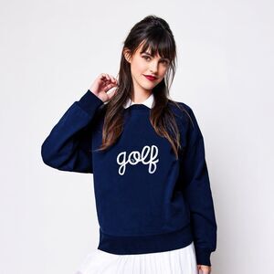 Ame & Lulu Womens Embroidered Golf Crew Neck Sweathsirt navy Blue XS